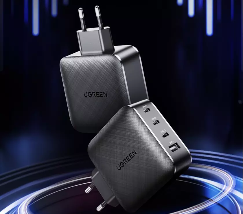 GaN-зарядка UGREEN на 65 Вт с европейской вилкой и четырьмя портами за $21