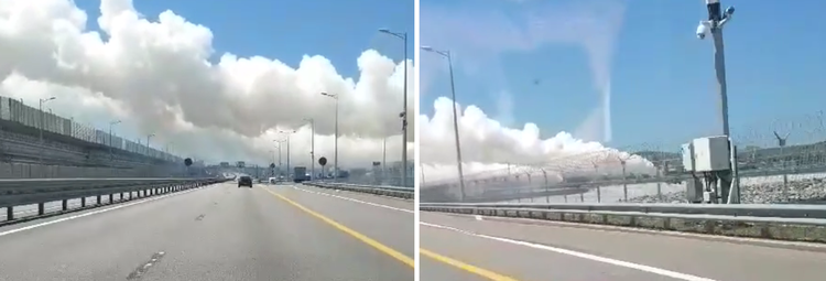 Huge clouds of smoke appeared over the Crimean bridge