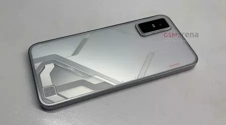 "Live photo of the Infinix GT 30 in the new Shadow Ash colour