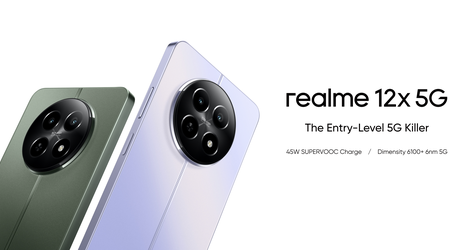 The realme 12x 5G with 120Hz LCD, Dimensity 6100+ chip, IP54 protection and 45W charging has debuted outside China
