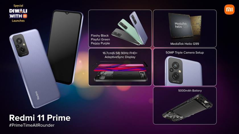 Redmi 11 Prime – Helio G99, 90-Гц экран, Android 12 и MIUI 13 по цене от $165
