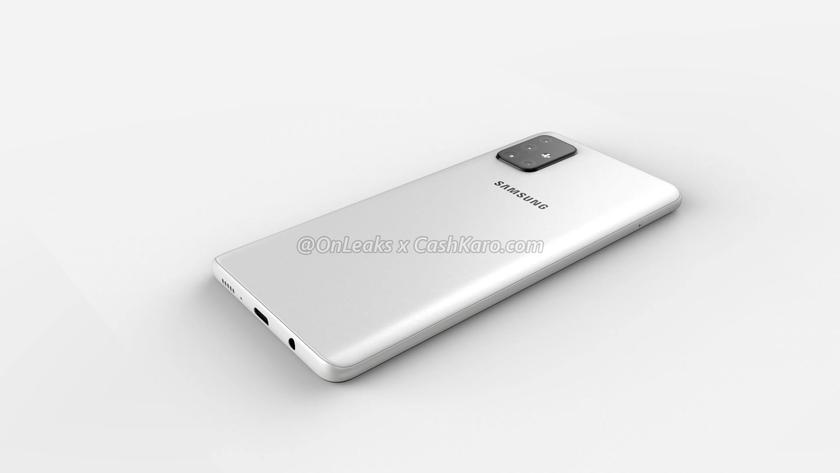 Новые изображения Samsung Galaxy A71: круглый вырез в экране и L-образная квадрокамера