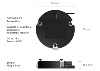 Концепт встраиваемой в мебель беспроводной индукционной зарядки QiPOWER TRX