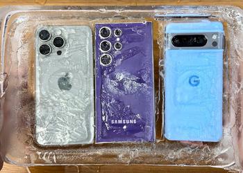 Экстремальный тест: Samsung Galaxy S24 Ultra, iPhone 15 Pro Max и Pixel 8 Pro залили водой и оставили в морозилке на 6 часов
