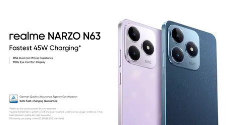 NARZO N63 realme: 90Hz LCD, Unisoc T612 chip, 45W charging and IP54 protection for $100.