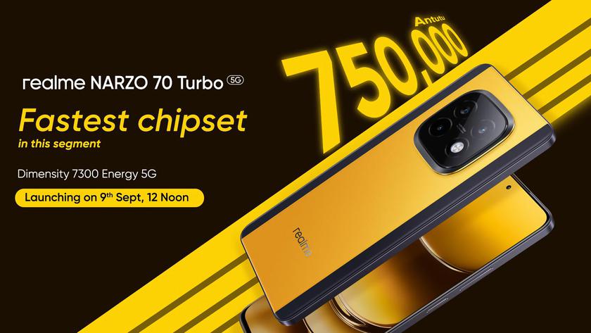 Официально: realme Narzo 70 Turbo с чипом MediaTek Dimensity 7300 Energy дебютирует 9 сентября