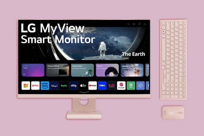LG представляет MyView Smart Monitor Desktop Setup нежно-розового цвета