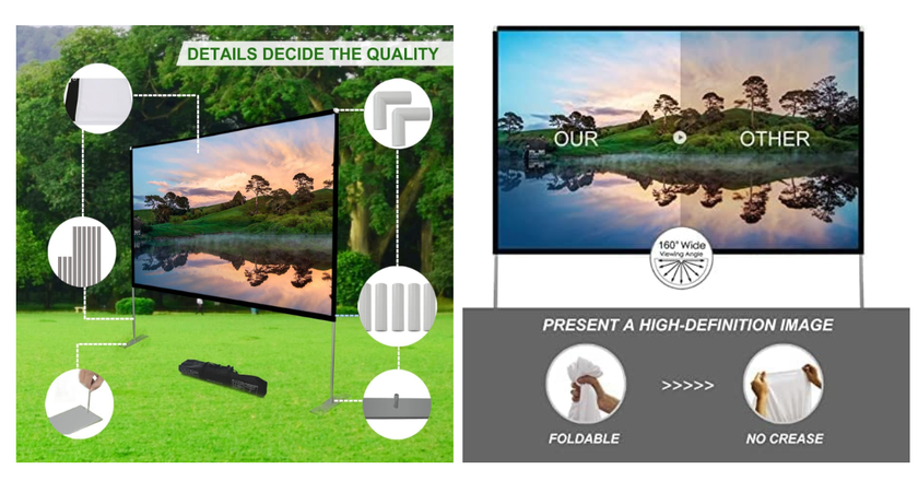 SKERELL with Stand Portable best 4k projector screen