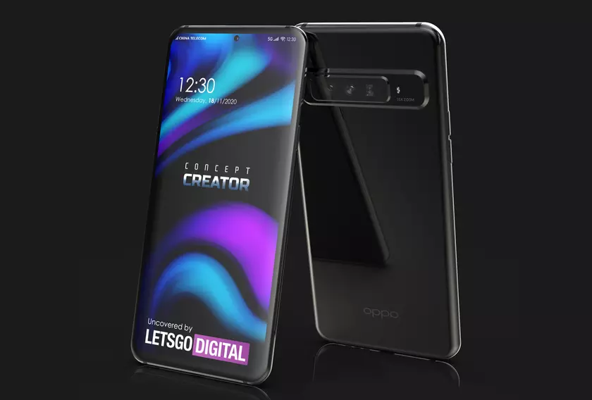 OPPO зарегистрировала дизайн смартфона с камерой, которая поддерживает 15-кратный гибридный зум