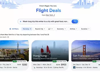 ИИ-поиск "Flight Deals" от Google: расскажите, куда хочется – он подберёт самый выгодный рейс