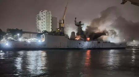 Brahmaputra frigate catches fire and capsizes in India