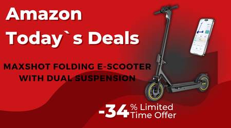MAXSHOT Folding E-Scooter with Dual Suspension - Now $175 Off!