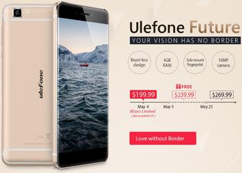 Акционная цена на безрамочный смартфон Ulefone Future в Gearbest