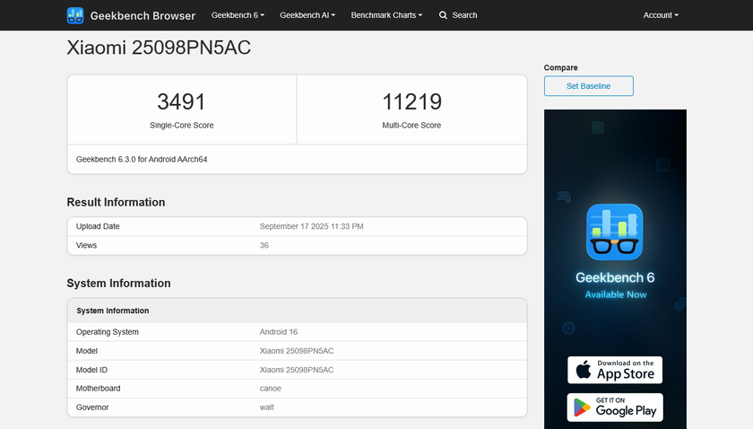 Xiaomi 17 Pro Geekbench Snapdragon 8 Elite Gen 5