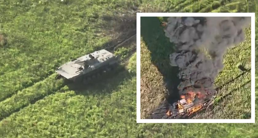 Украинский FPV-дрон залетел внутрь БМП-1 и взорвался, уничтожив боевую машину пехоты стоимостью $200 000