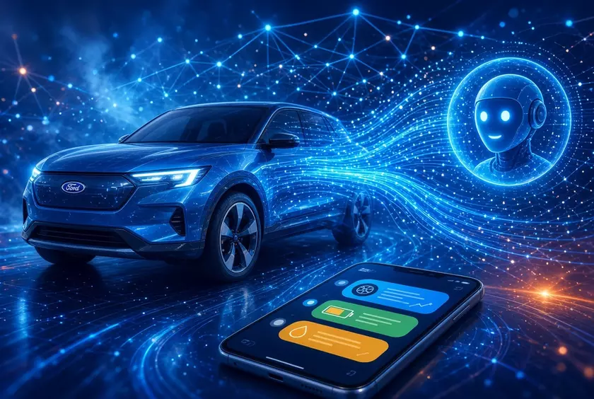 Экран смартфона с интерфейсом AI Assistant от Ford