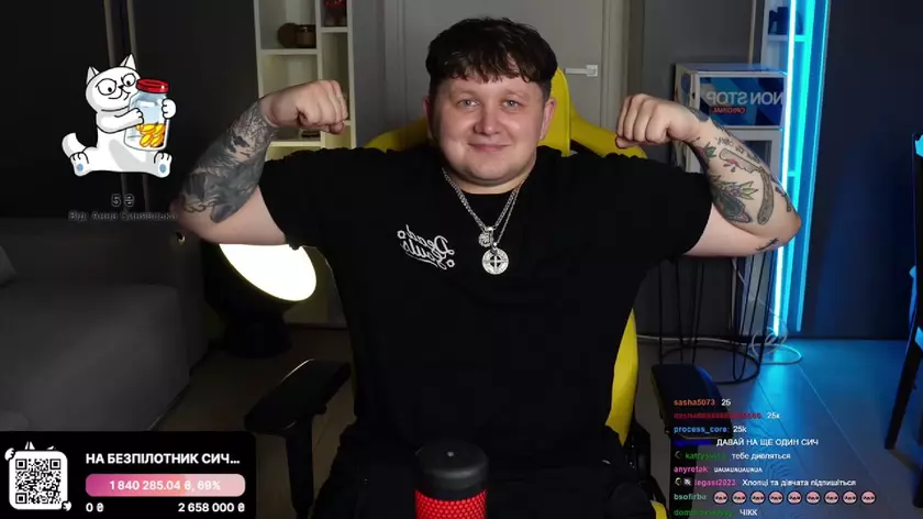 Украинский блогер Leb1ga за 8 часов собрал ₴8,35 млн на покупку дронов «Сыч», а трансляция стала №1 на Twitch в мире