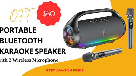 Portable Bluetooth Karaoke Speaker HWWR with 2 Wireless Microphones - $60 OFF NOW!