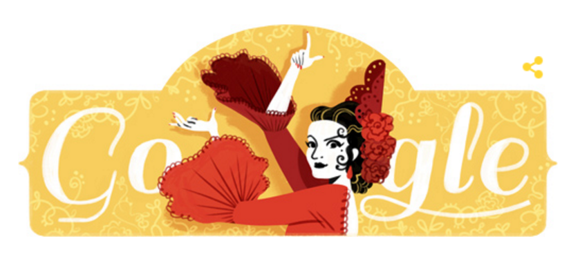 Дудл гугла празднует сегодня 93 года со дня рождения Лолы Флорес