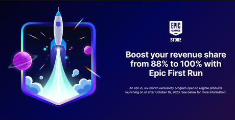 Epic Games Store has launched two developer programmes that will allow you  to receive 100% of the profit from games during the first 6 months