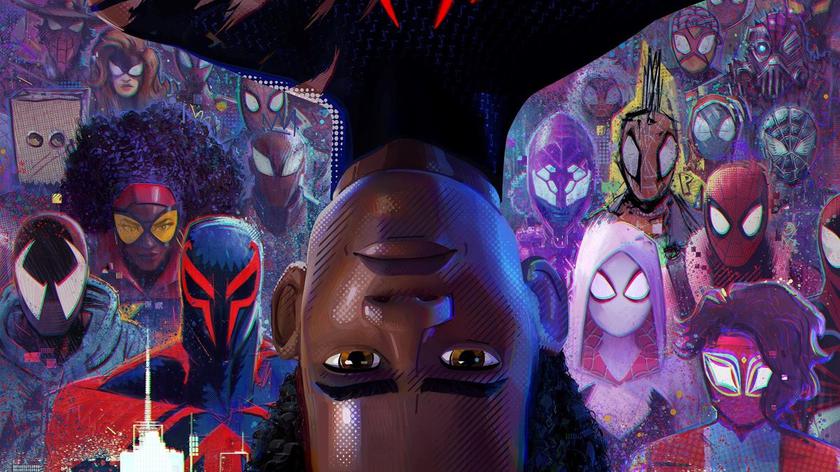 The poster for the animated film "Spider-Man: Into the Spider-Verse 2" shows off Miles Morales and dozens of different spiders