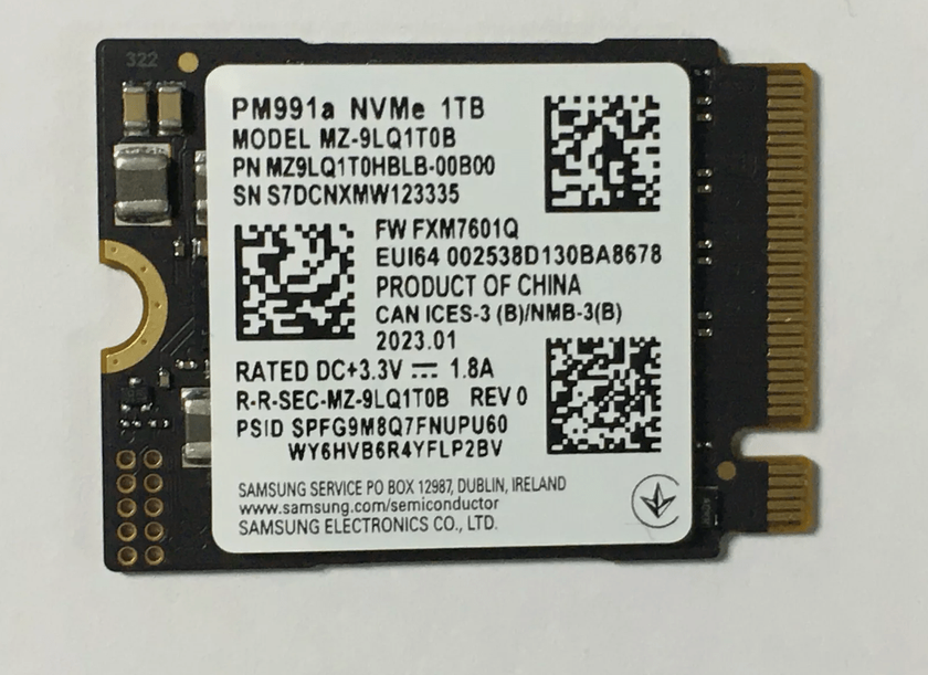 Samsung PM991a steam deck ssd