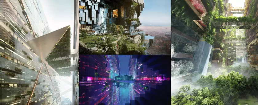 Опубликованы изображения двойного горизонтального небоскрёба Mirror Line стоимостью $1 трлн, который затмит египетские пирамиды