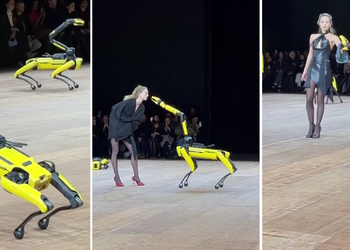 Fünf Boston Dynamics-Roboterhunde nehmen an der Coperni-Modenschau in Paris teil