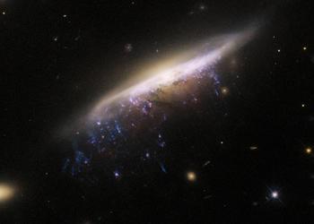 Hubble hat eine galaktische Qualle fotografiert, die 800 Millionen Lichtjahre von der Erde entfernt ist