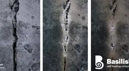 A self-healing concrete that seals cracks with the help of bacteria has been commissioned in the US