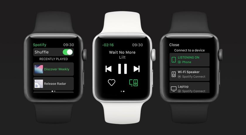 Spotify выпустил отдельное приложение для смарт-часов Apple Watch Series 3 и выше