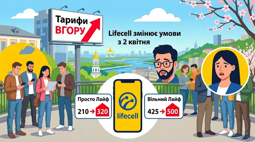 Логотип мобильного оператора Lifecell на фоне города