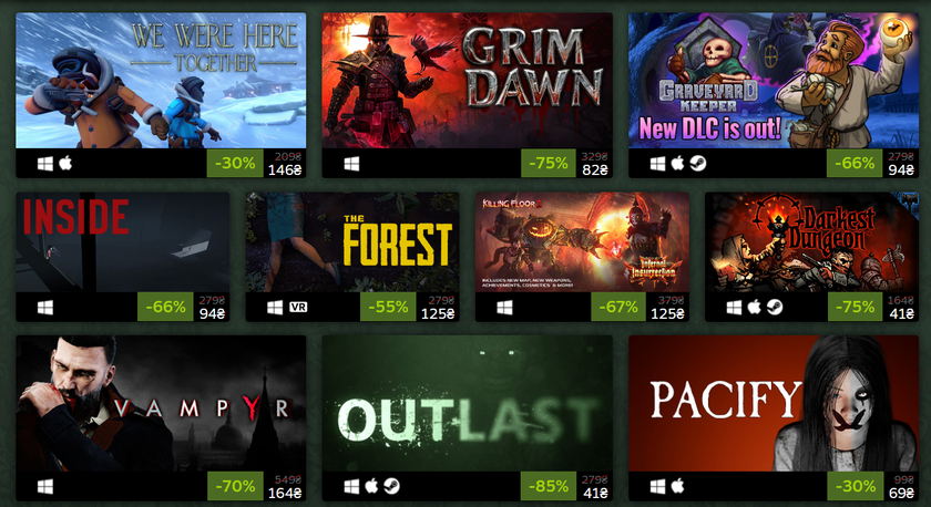 Valve отмечает Хэллоуин: в Steam началась «ужасная» распродажа игр для ПК со скидками до 85%