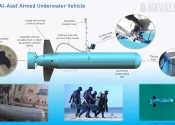 ХАМАС показал управляемую торпеду Al-Asef с экшн-камерой и небольшой боеголовкой, которая уже использовалась против Израиля