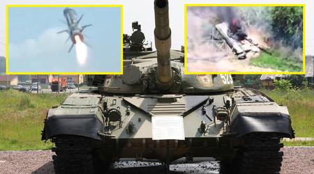 Ukrainische Verteidigungskräfte zerstörten auf spektakuläre Weise einen russischen T-72A-Panzer mit einem KMT-6 Minenräumgerät und einer Javelin-Rakete