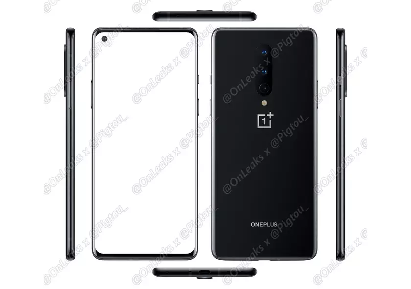 OnePlus 8 появился пресс-рендере в чёрной расцветки и дизайном, как у OnePlus 8 Pro