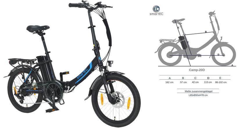 Bicicleta plegable SmartEC Camp-20D para hombres grandes