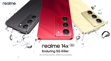 В Індії представлений Realme 14x: чип Mediatek 6300, батарея 6000 мАг, захист IP69 та ударостійкість MIL-STD-810H