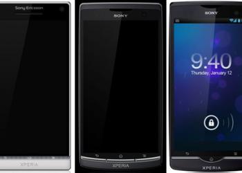 Пресс-фото Sony Ericsson Nozomi и двух смартфонов Sony Xperia