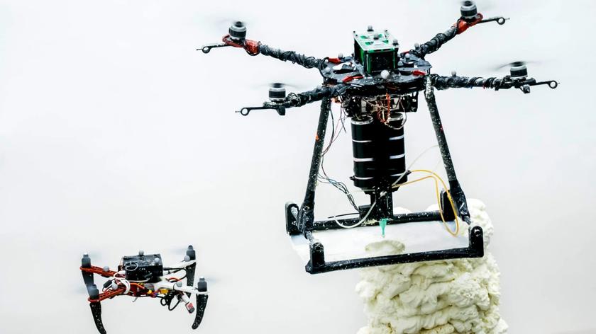 British and Swiss scientists turned a quadcopter into a 3D construction printer