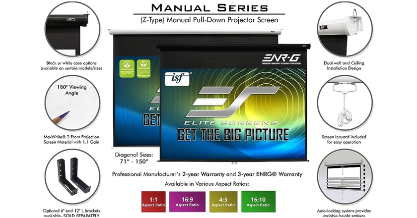 Elite Screens Manual Series best projector screen material for 4k