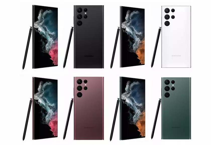 Вслед за Galaxy S22+: Galaxy S22 Ultra появился на новых изображениях в четырёх цветах