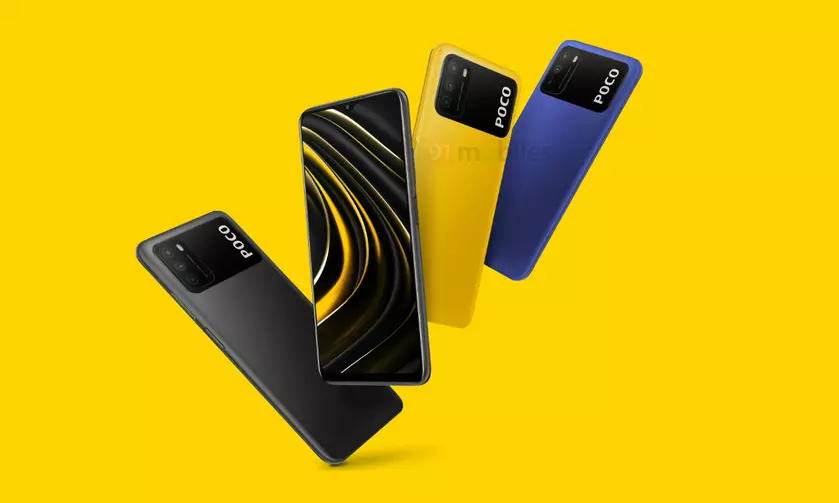 POCO M3 на официальных рендерах: три расцветки, необычный дизайн камеры и дисплей с каплевидным вырезом