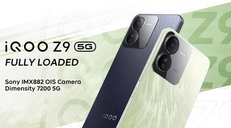 iQOO Z9 5G: 120 Hz AMOLED-skjerm, MediaTek Dimensity 7200-brikke, IP54-beskyttelse og 5000 mAh-batteri med 44 W lading for 240 dollar.
