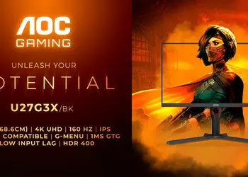 4K UHD, 160 Гц и NVIDIA G-Sync по цене £500 – представлен монитор AOC Gaming U27G3X/BK