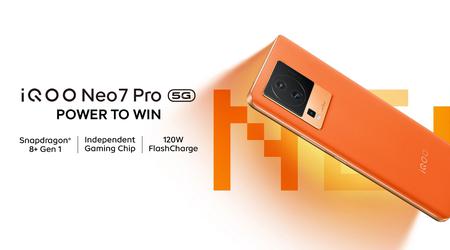 iQOO Neo 7 Pro: 120 Hz OLED-skjerm, Snapdragon 8+ Gen 1-chip og 5000 mAh batteri med 120 W lading