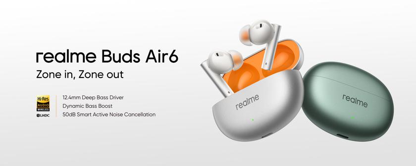 realme Buds Air 6 с ANC, поддержкой LHDC, автономностью до 40 часов и ценой $39 дебютировали за пределами Китая