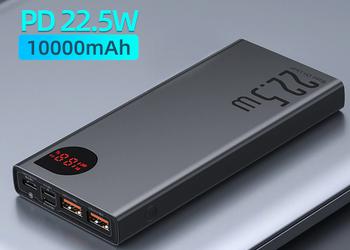 Baseus 10,000mAh battery with fast charging and five USB ports for $14