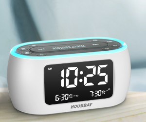 PHILIPS Radio despertador digital para dormitorio con radio FM, pantalla  LED, fácil repetición, temporizador de sueño, batería de reserva (pilas no