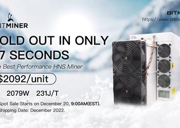 All ASIC Antminer HS3 ASICs worth $2092 for Handshake cryptocurrency mining sold out in 27 seconds